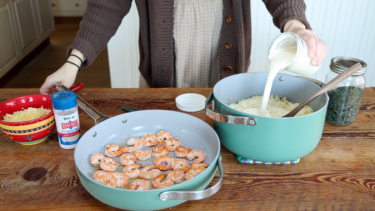 pouring cream for rice and shrimp recipe