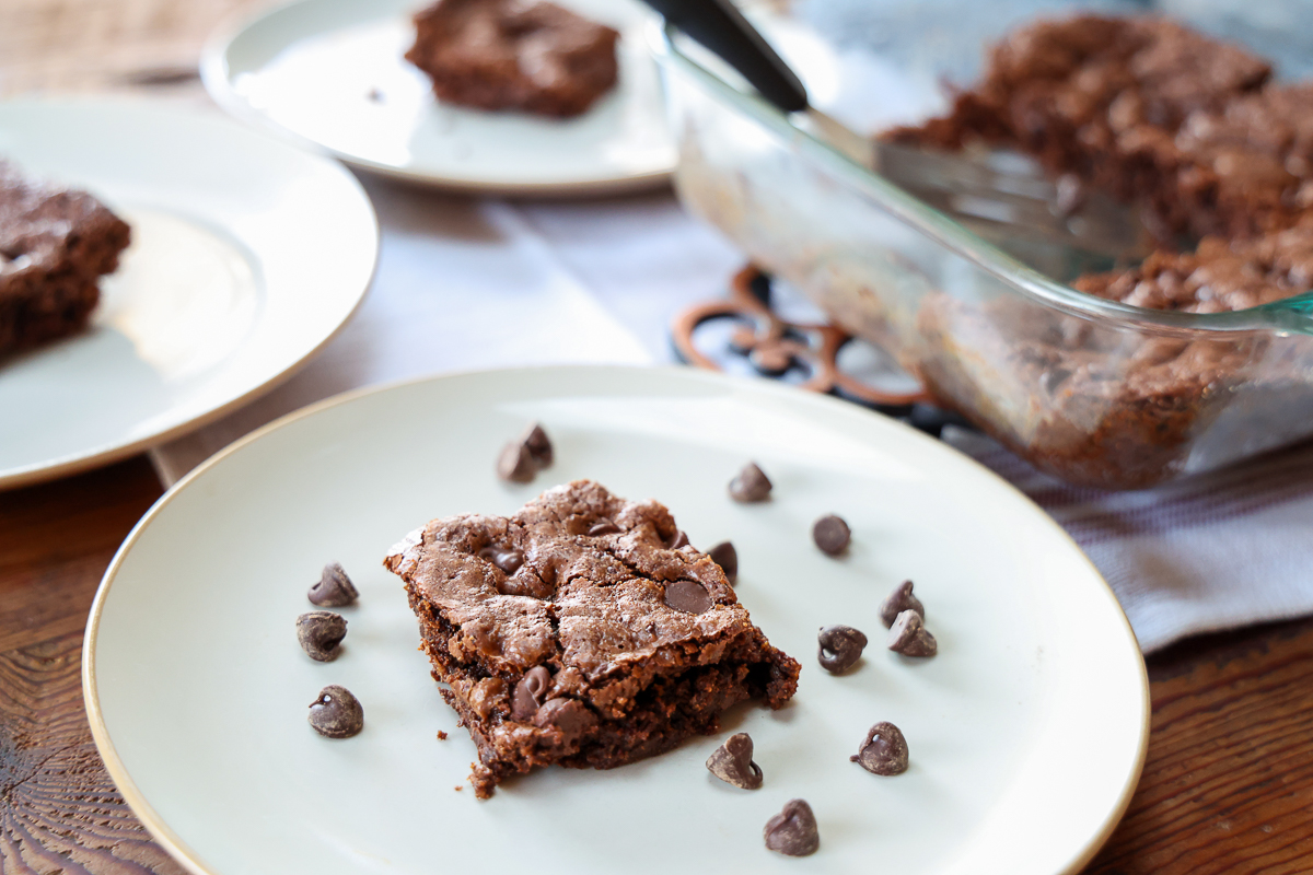 slice of easy homemade brownies