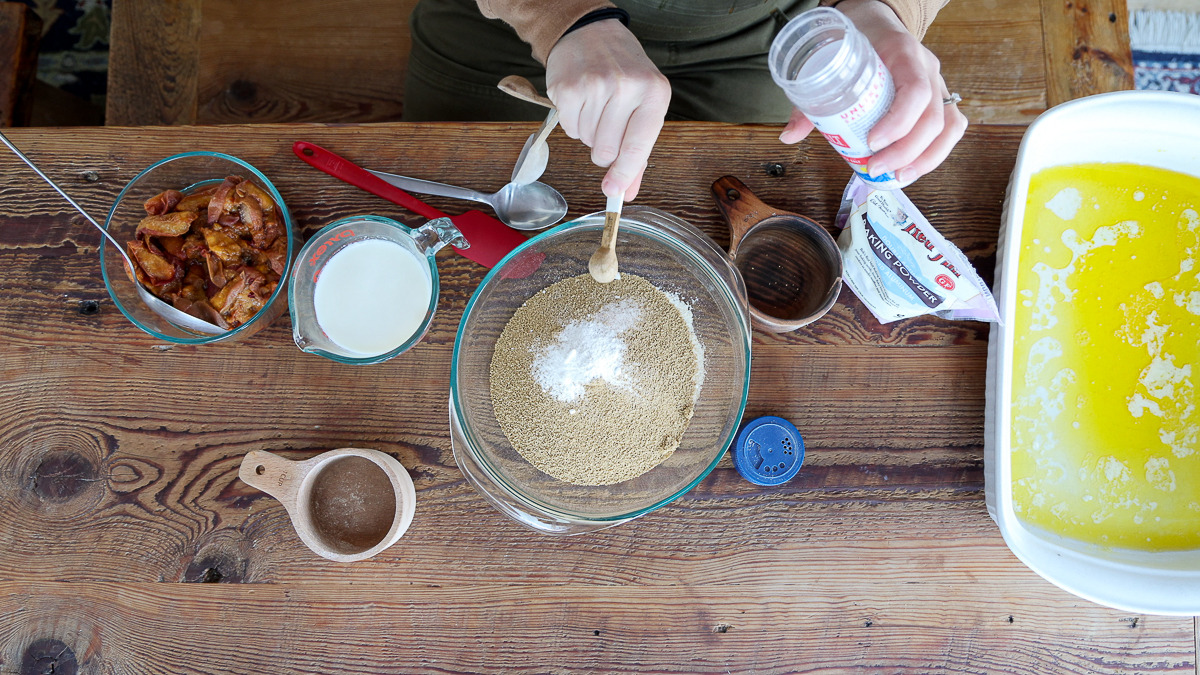 adding salt to easy peach cobbler recipe