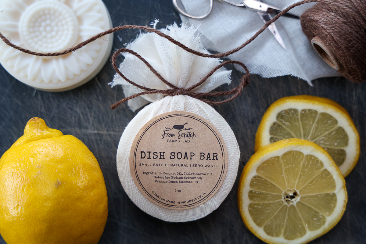 homemade zero waste dish soap bar