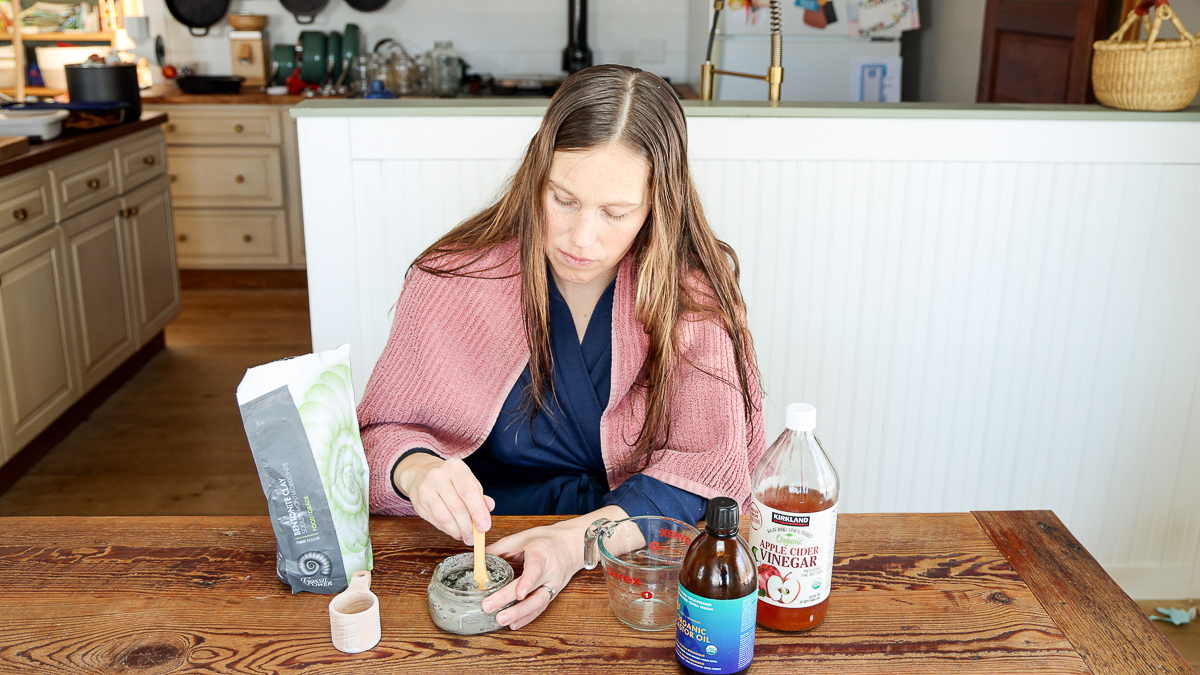 mixing homemade hair mask