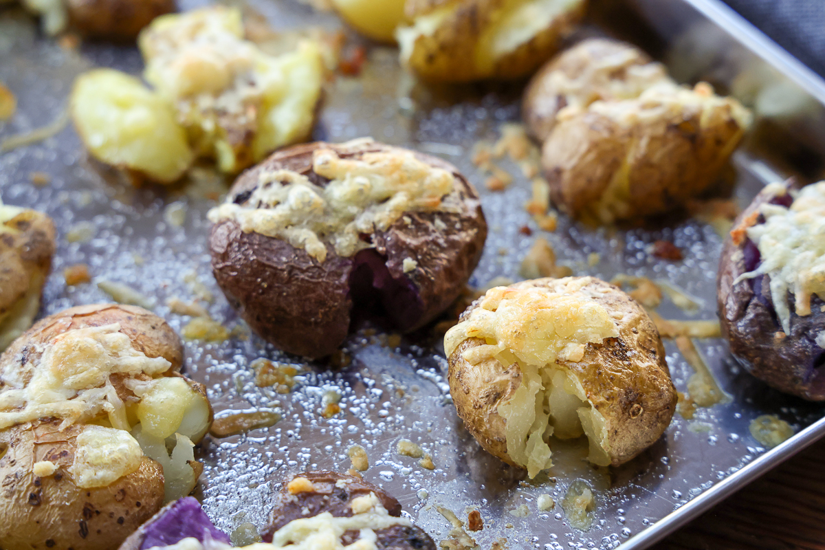 4 ingredient parmesan smashed potatoes