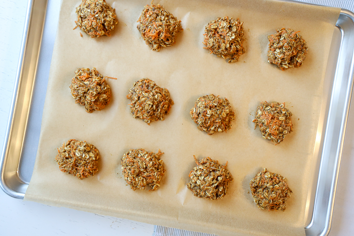 carrot oatmeal cookies ready to be baked