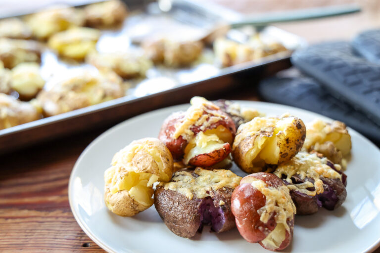 easy parmesan smashed potatoes