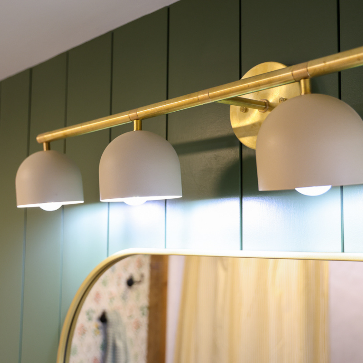 small farmhouse bathroom brass light fixture