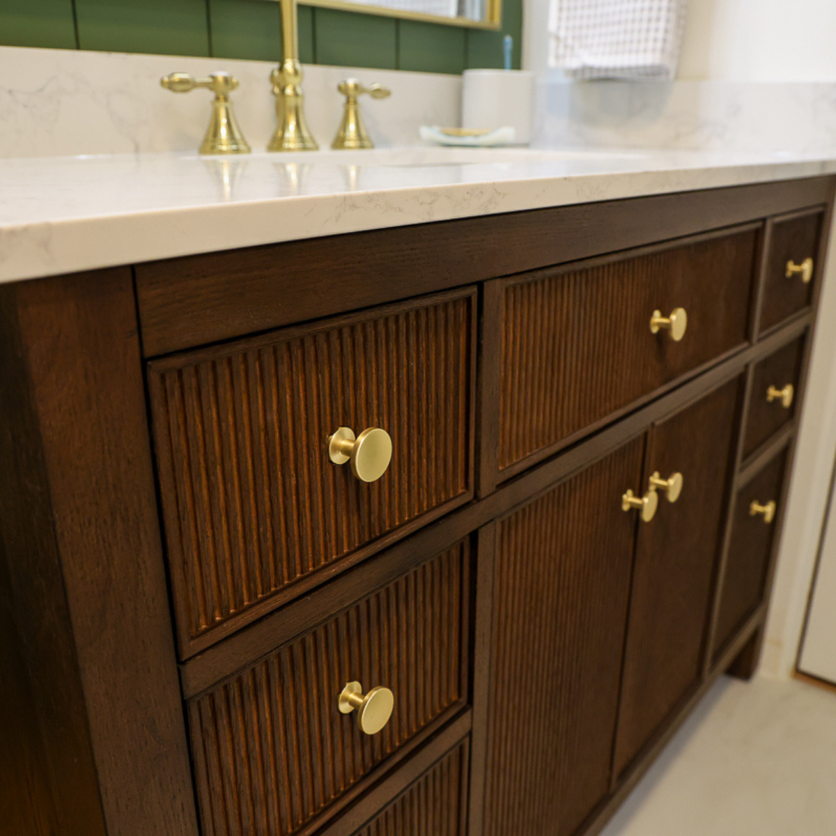 small farmhouse bathroom wood vanity