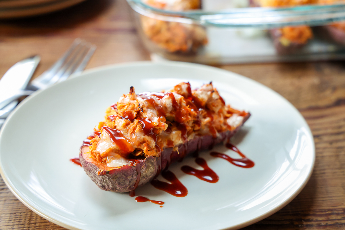 chicken stuffed sweet potatoes healthy dinner