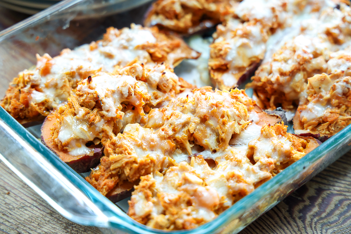 chicken stuffed sweet potatoes one pan dinner