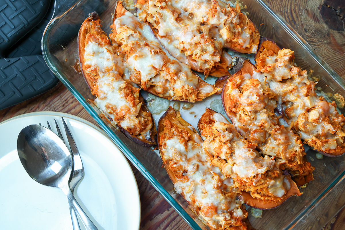 weeknight chicken stuffed sweet potatoes