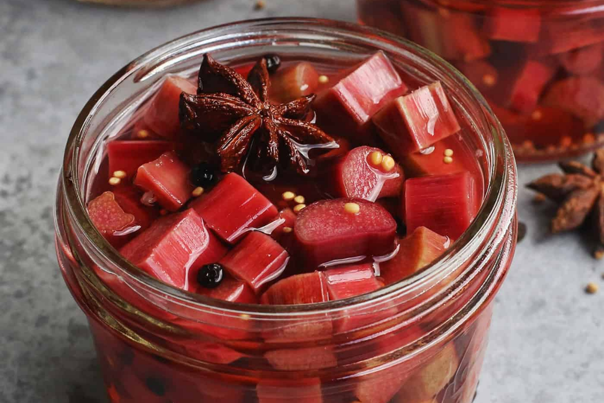 quick pickled rhubarb by a farmgirl dabbles
