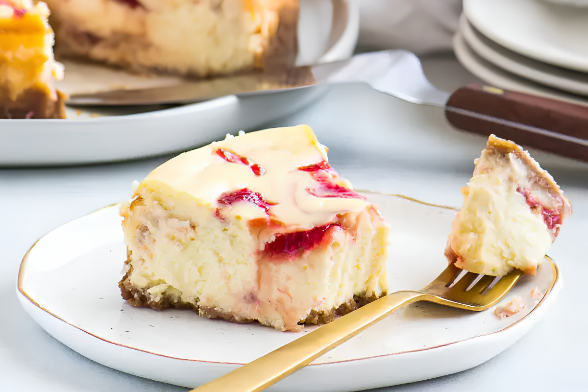 rhubarb cheesecake by the itsy bitsy kitchen