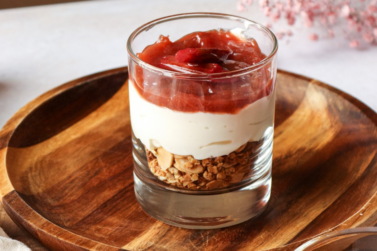 rhubarb yogurt parfait by pink haired pastry chef