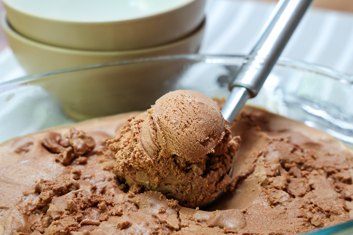homemade chocolate ice cream with real ingredients