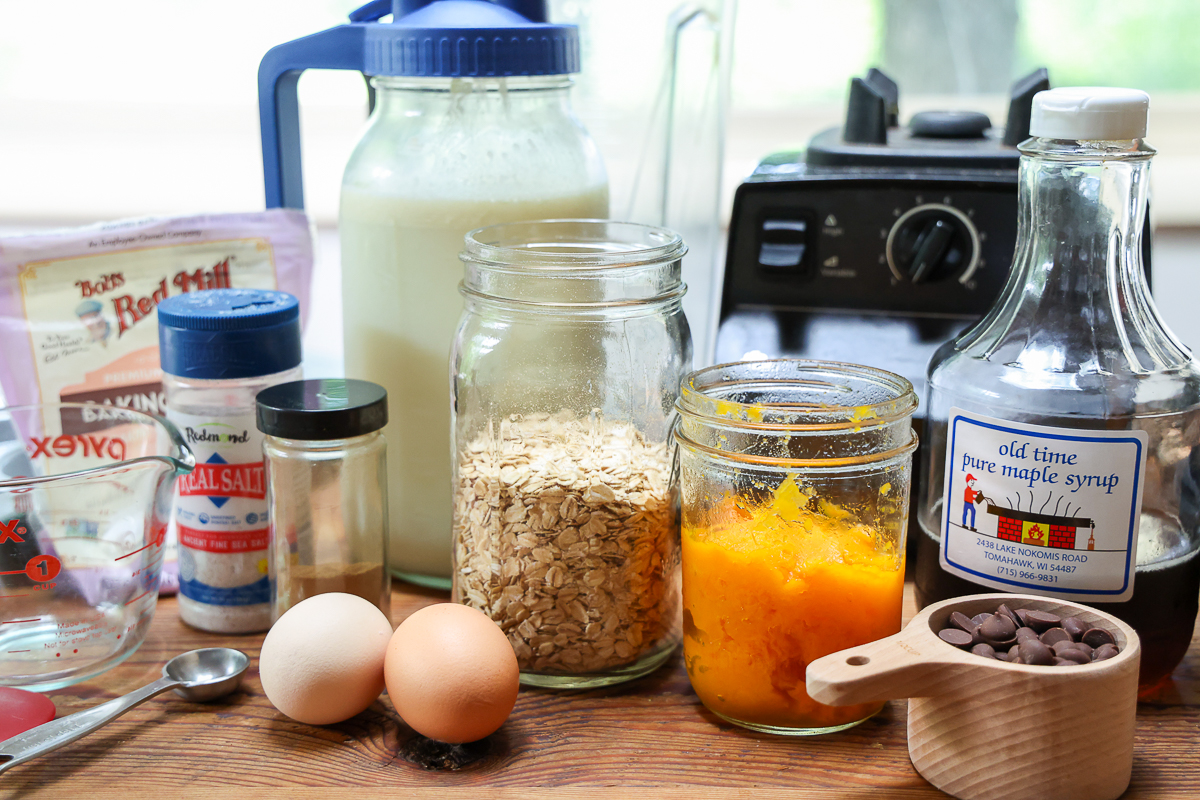 ingredients for oatmeal pumpkin muffins