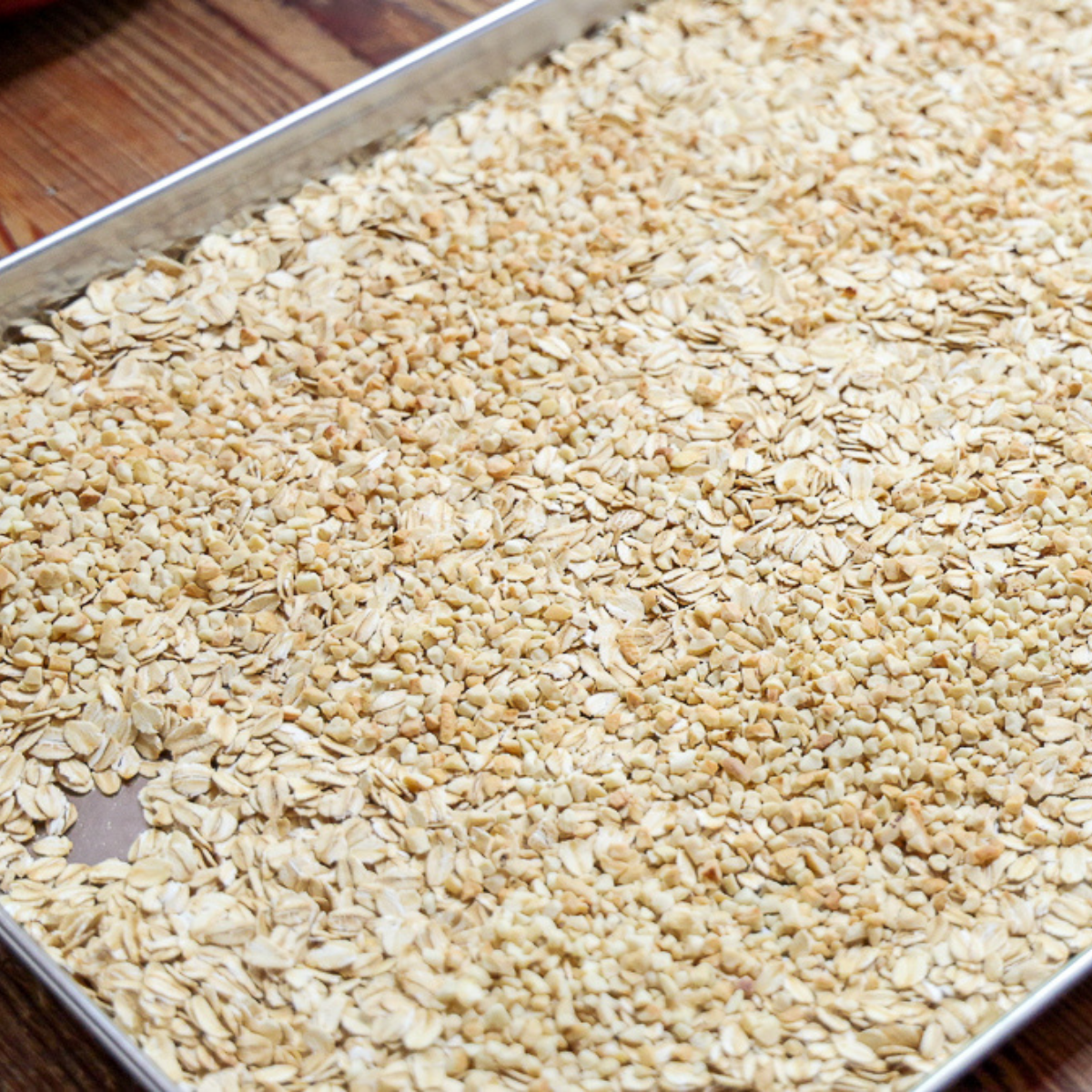 toasted oats and nuts for homemade granola bars without peanut butter